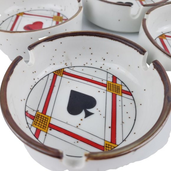 Federal Glass Co Ash Tray Set of 4 Playing Card Suits #S-274 Vintage Round - Picture 5 of 9